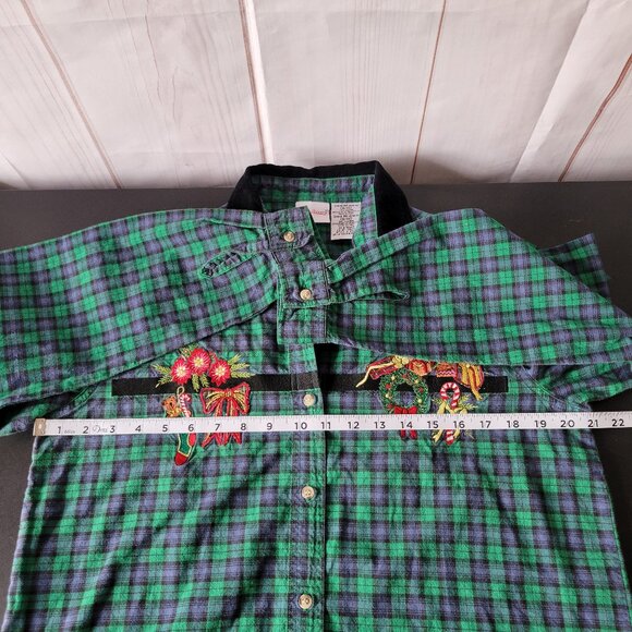 Vintage Bobbie Brooks Plaid Christmas Holiday Button-Down, Women’s M, Flannel - Picture 6 of 7